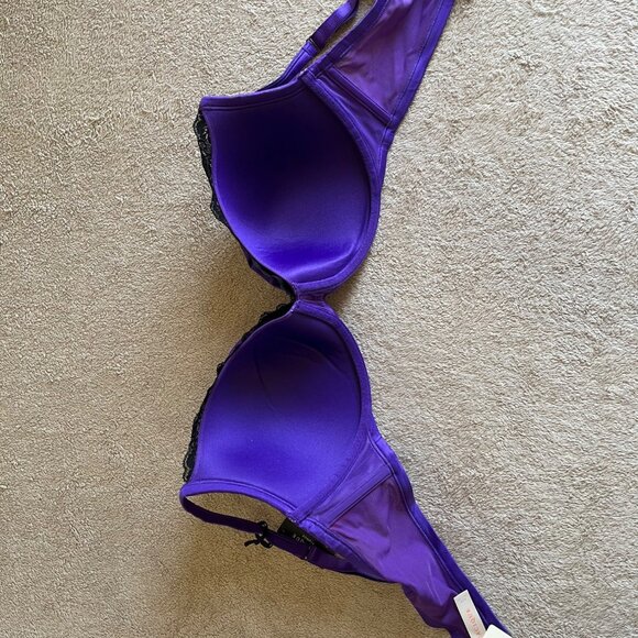 Cacique Balconette Bra 42D Royal Purple Smooth Satin NWT - Picture 2 of 8
